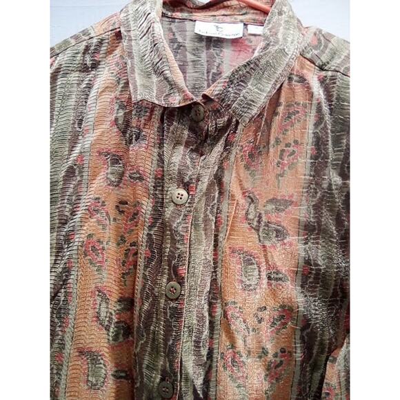 TC THE TRAVEL COLLECTION Button Down Shirt 3/4 Sleeve 1X Women's Multicolor - Picture 3 of 7